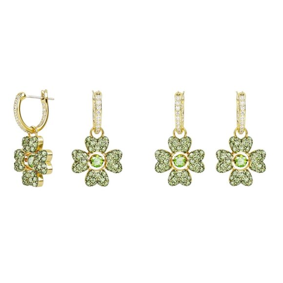 Swarovski Idyllia drop earrings Clover, Green, Gold-tone plated (NIB) - Picture 3 of 4